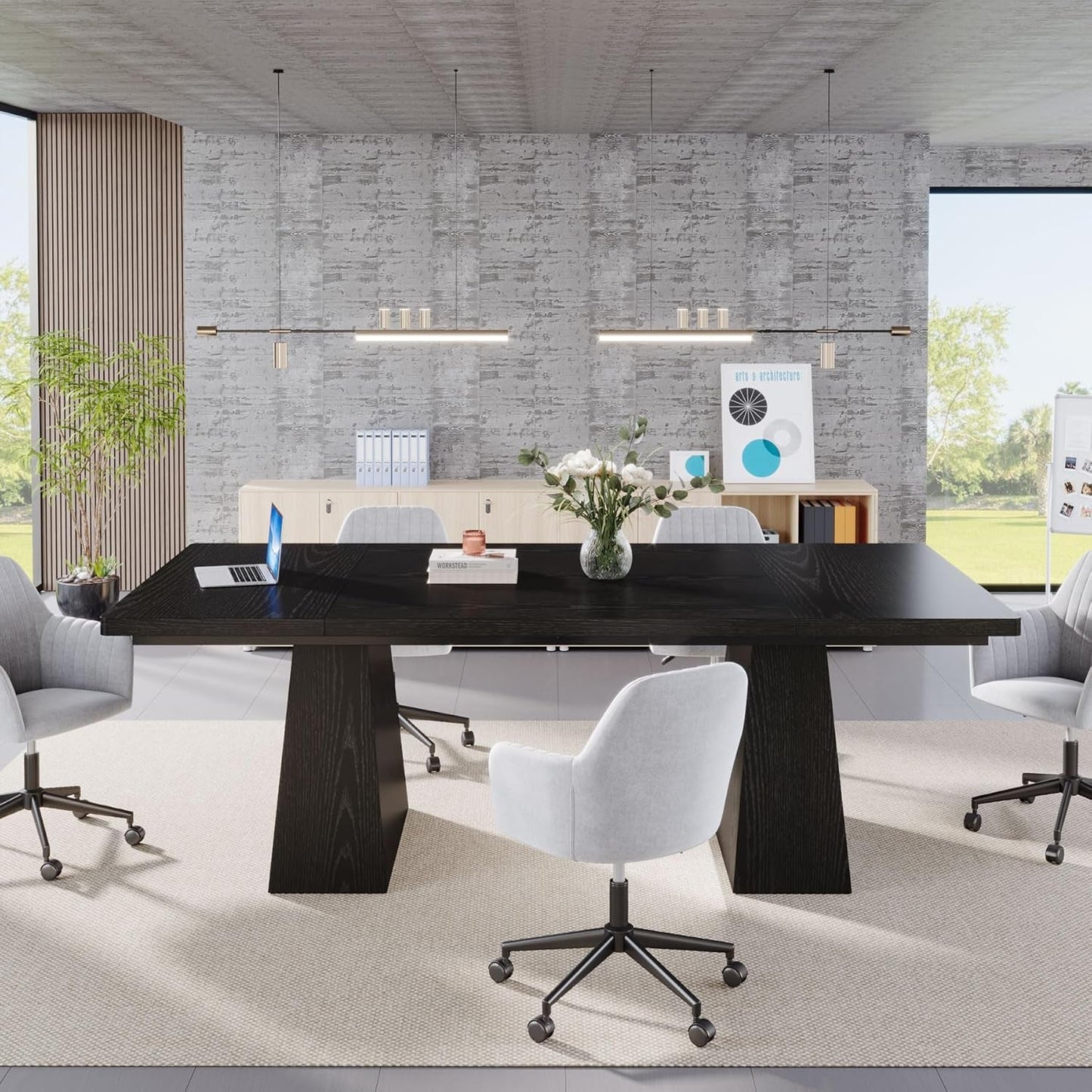 63-Inch Black Dining Table For 4 To 6 Guests