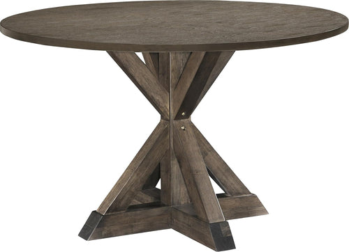 Alfred Round Solid Wood Rustic Dining Table 46.5 Inch Diameter
