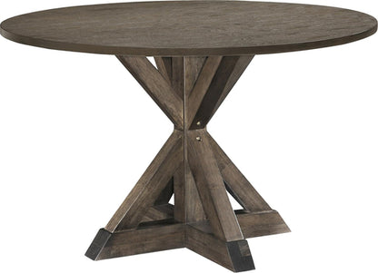 Alfred Round Solid Wood Rustic Dining Table 46.5 Inch Diameter