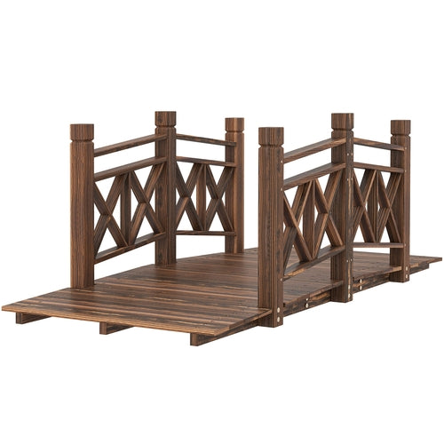 5 ft. Wooden Garden Bridge Footbridge for Backyard Ponds