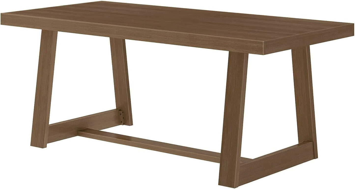 72 Inch Farmhouse Dining Table Solid Wood Rustic Kitchen Table Pecan