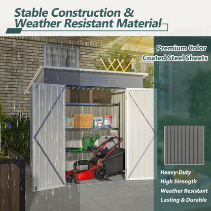 6'x4' Outdoor Metal Storage Shed with Lockable Door