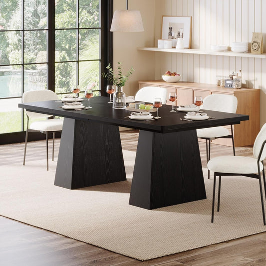 63-Inch Black Dining Table For 4 To 6 Guests