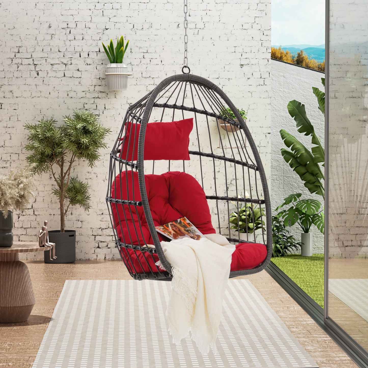 Outdoor Rattan Egg Swing Chair – Cozy Hanging Patio Seat