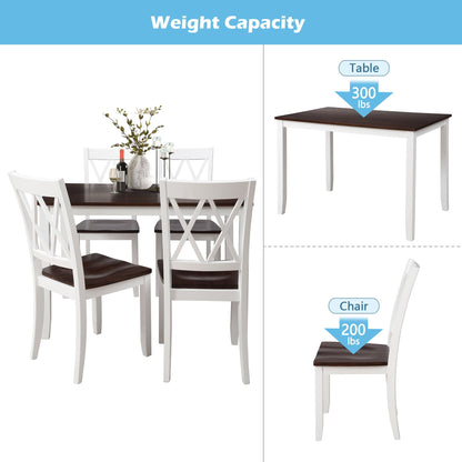 5-Piece Solid Wood Dining Table Set with Comfortable Chairs