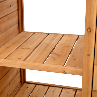 65.7'' H Tall Fir Wood Garden Potting Bench Table with Hutch