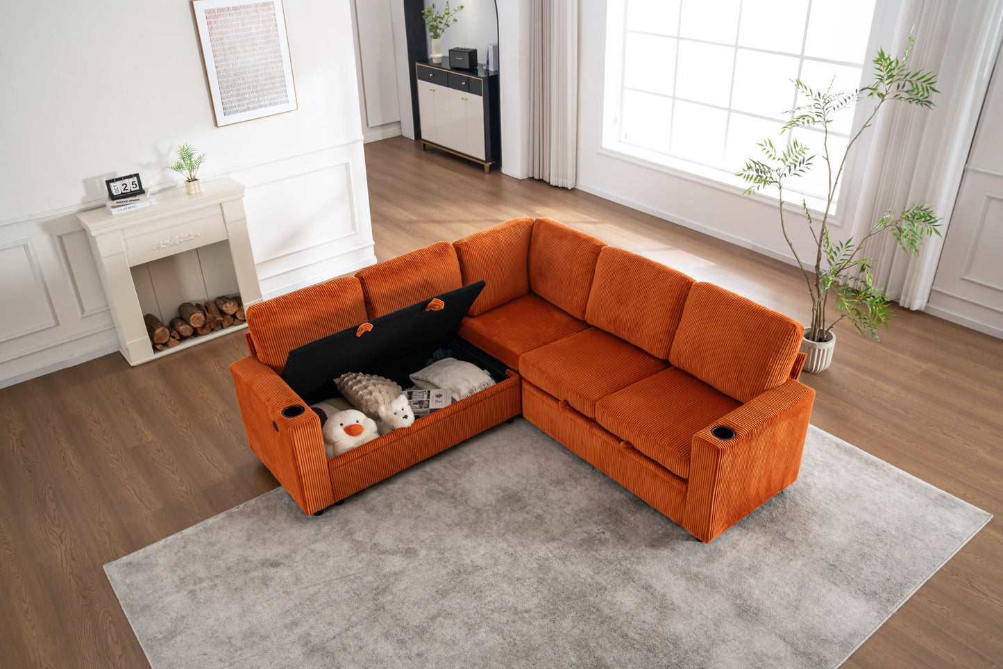 Sectional Sleeper Sofa with Pull Out Bed and USB Charging Ports