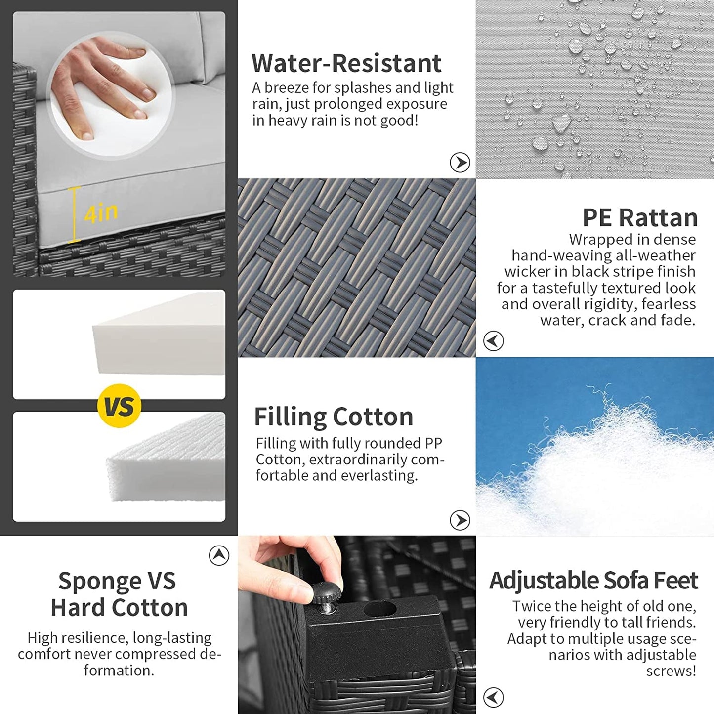 7 Piece Outdoor Furniture Set with 45 Inch Fire Pit