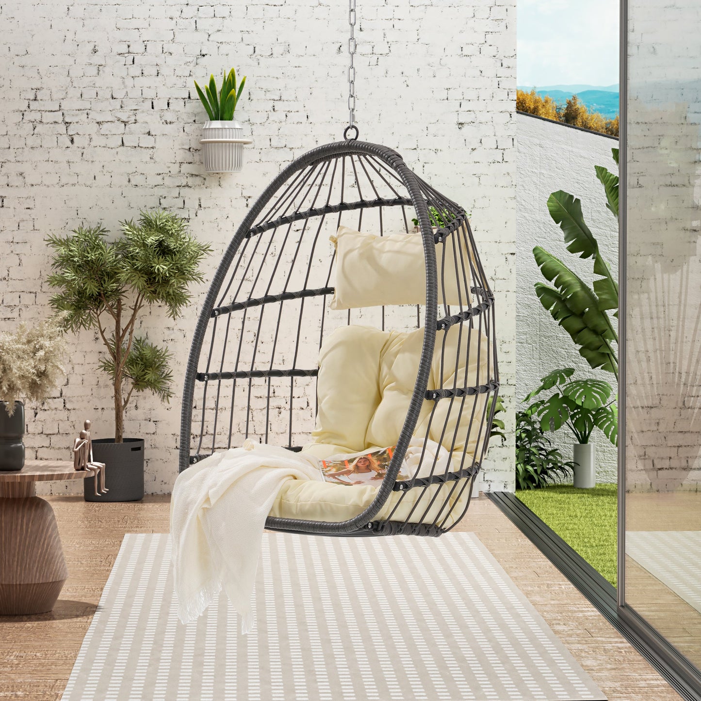 Outdoor Rattan Egg Swing Chair – Cozy Hanging Patio Seat