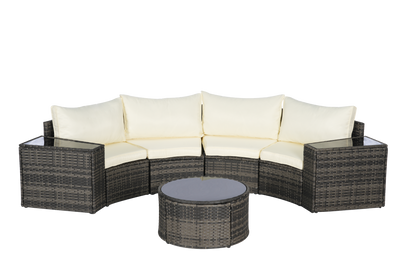 Outdoor Patio Furniture 7-Piece Half-Moon Sectional Round Patio
