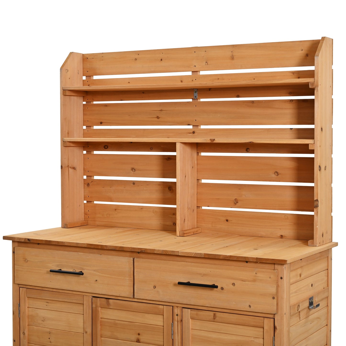 65''H Large Garden Potting Bench with Lockable Wheels and Storage