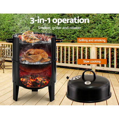 Grillz BBQ Grill 3-In-1 Charcoal Smoker