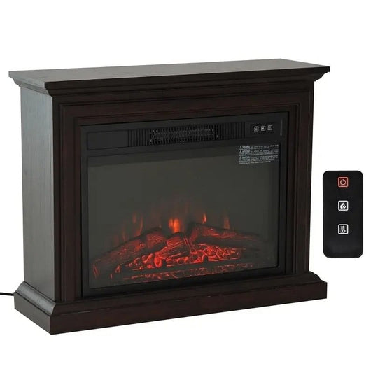 31 inch Dark Brown Electric Fireplace Heater with Dimmable Flame