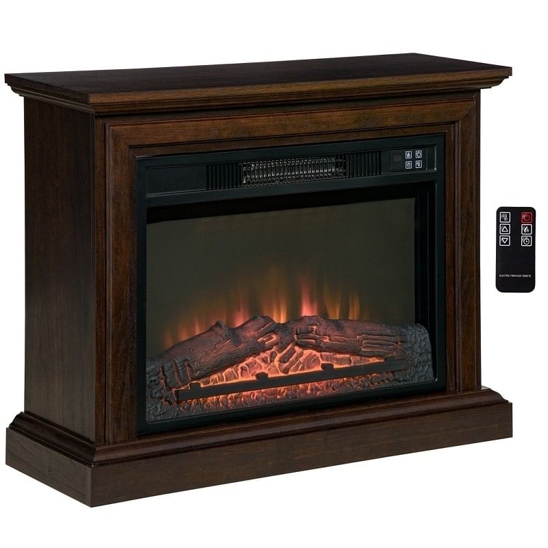 31 inch Brown Electric Fireplace Heater with Dimmable Flame Effect