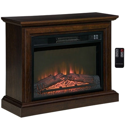 31 inch Brown Electric Fireplace Heater with Dimmable Flame Effect