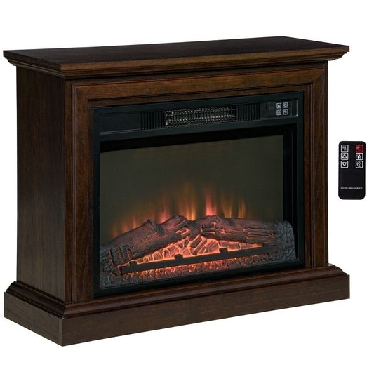 31 inch Brown Electric Fireplace Heater with Dimmable Flame Effect