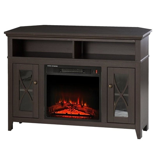 Espresso Electric Fireplace Mantel TV Stand with Adjustable Shelves