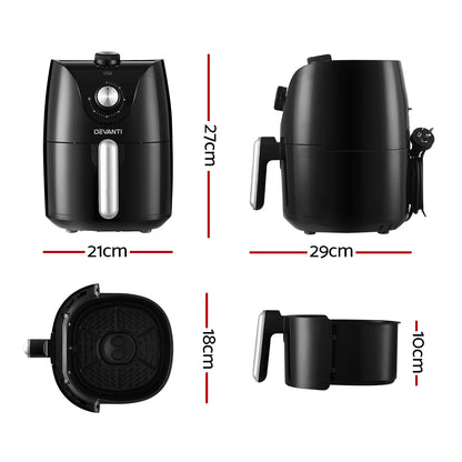 Devanti Air Fryer 2.5L Knob Fryer