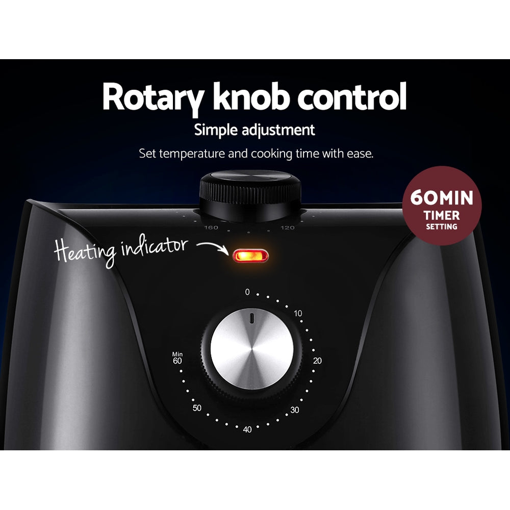 Devanti Air Fryer 2.5L Knob Fryer