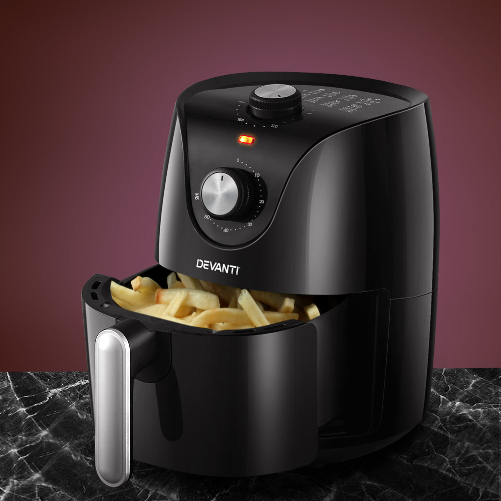 Devanti Air Fryer 2.5L Knob Fryer