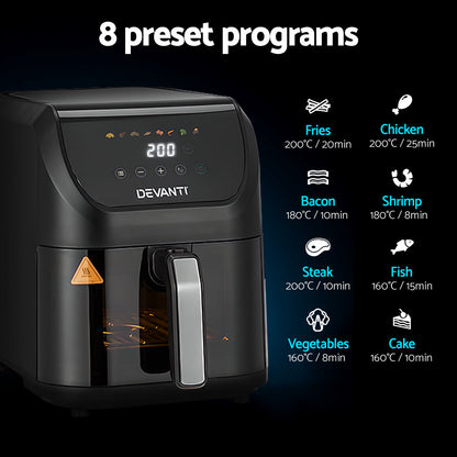 Devanti Air Fryer 5L W/ LCD Touch 1500W (NZ)