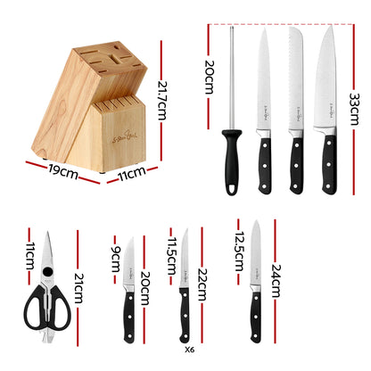 5-Star Chef 14PCS Kitchen Knife Set Stainless Steel Non-stick with Sharpener