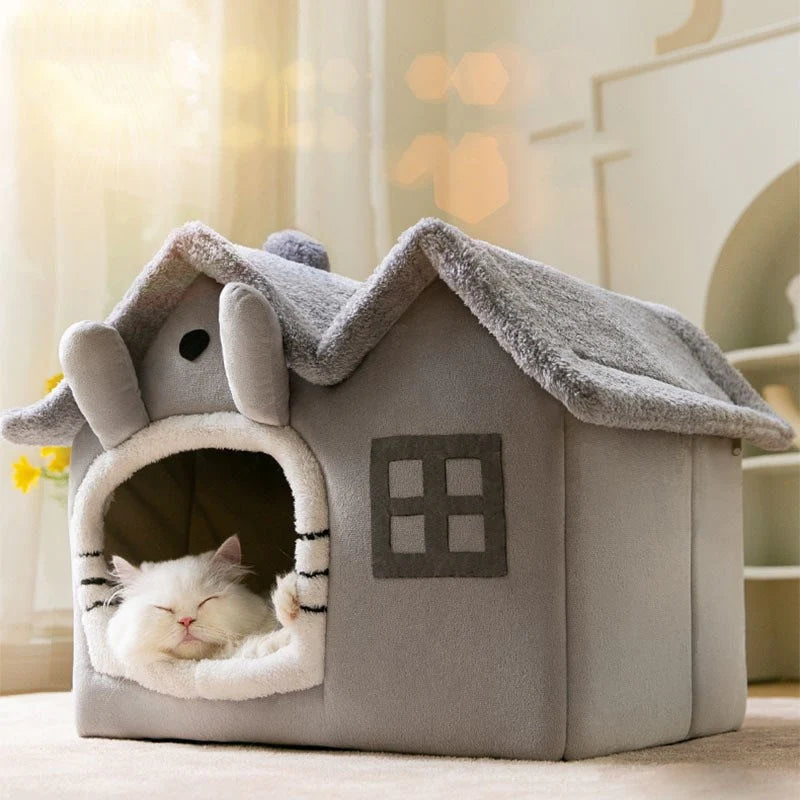 Removable Roof Plush Pet House for Cozy Comfort