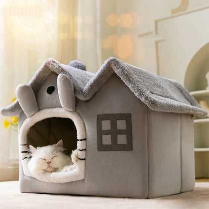Removable Roof Plush Pet House for Cozy Comfort