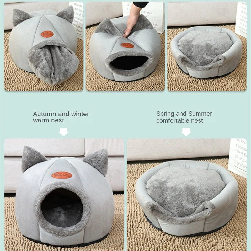 Cozy 2-In-1 Pet House Bed with Cute Ears