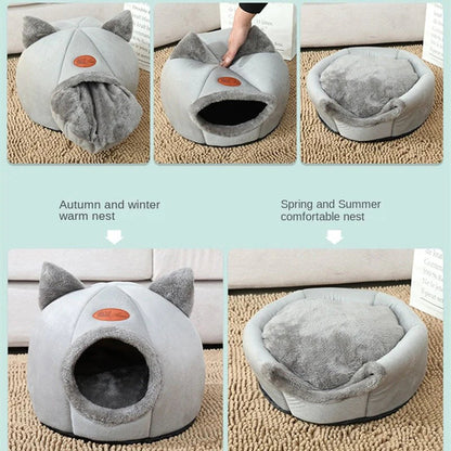 Cozy 2-In-1 Pet House Bed with Cute Ears