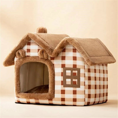 Removable Roof Plush Pet House for Cozy Comfort