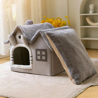 Removable Roof Plush Pet House for Cozy Comfort
