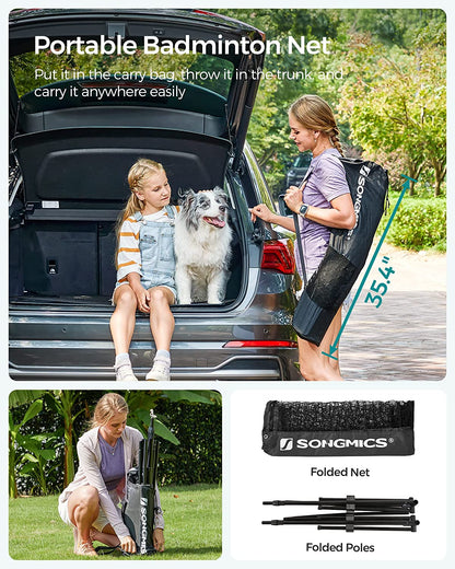SONGMICS 3 Metre Portable Tennis Badminton Net Black