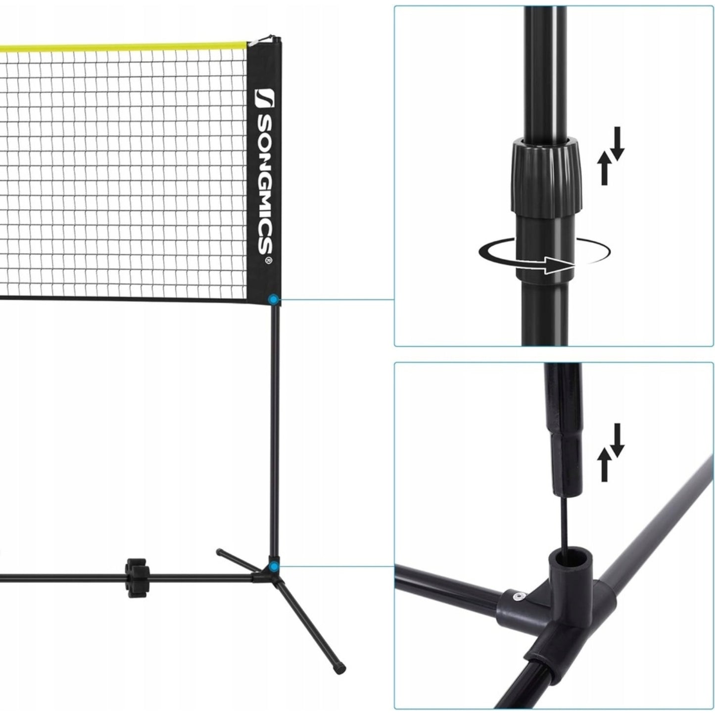 SONGMICS 5m Portable Tennis Badminton Net Black 