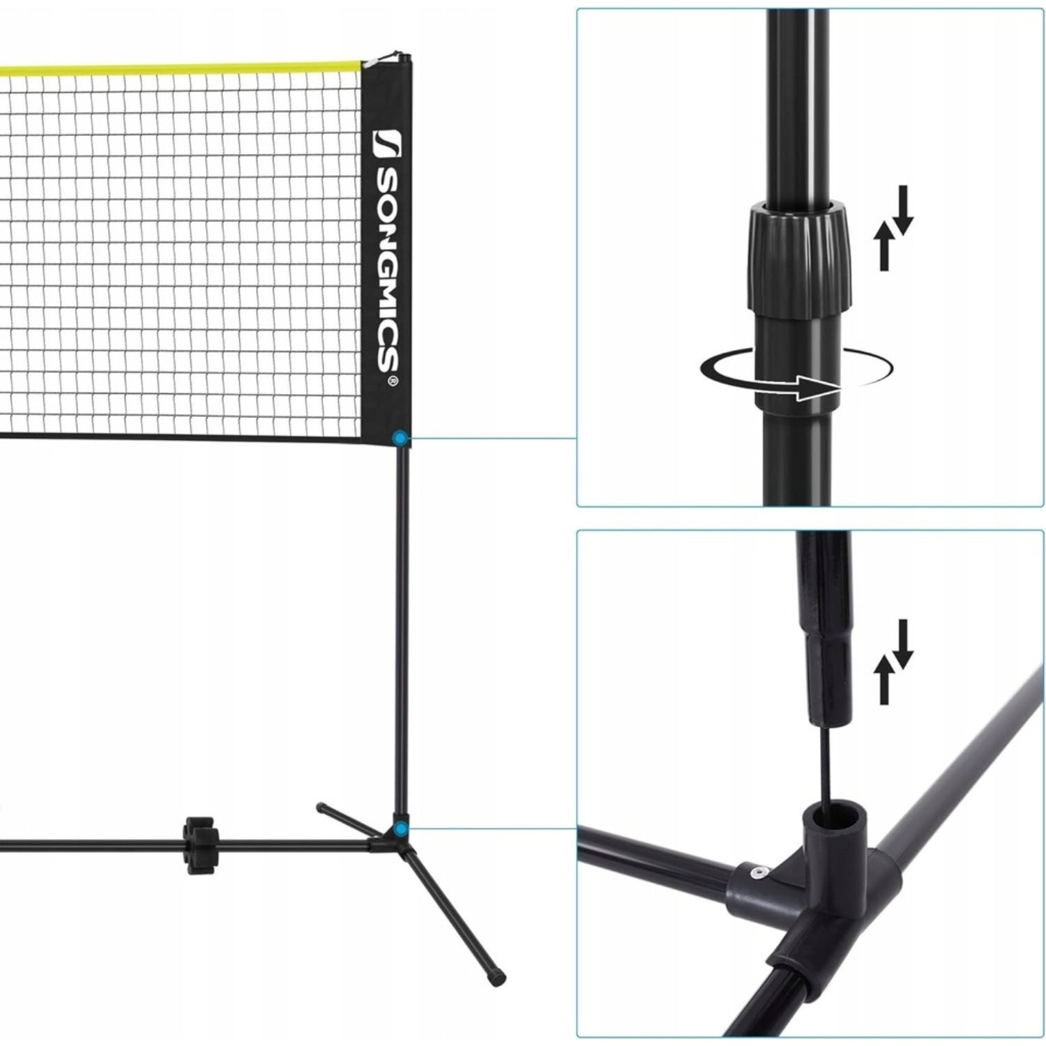 SONGMICS 5m Portable Tennis Badminton Net Black 