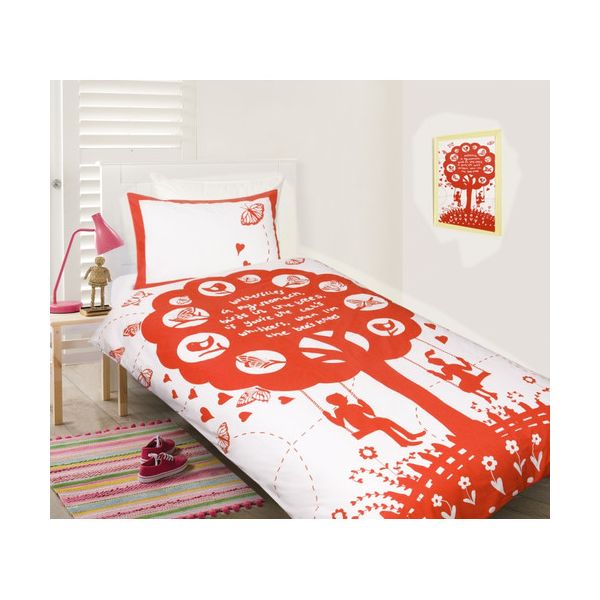 The Bees Knees Red Printed Quilt Cover Sets by Happy Kids Single