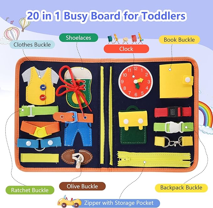 Colorful Toddler Busy Board Intelligence Learning Toys Sensory Montessori Board Kids Toy