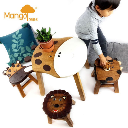 Hand Carved Children's Table Wooden GIRAFFE Theme