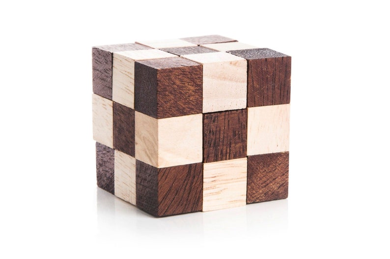 4 individual brainteaser wooden puzzles in a gift wooden box