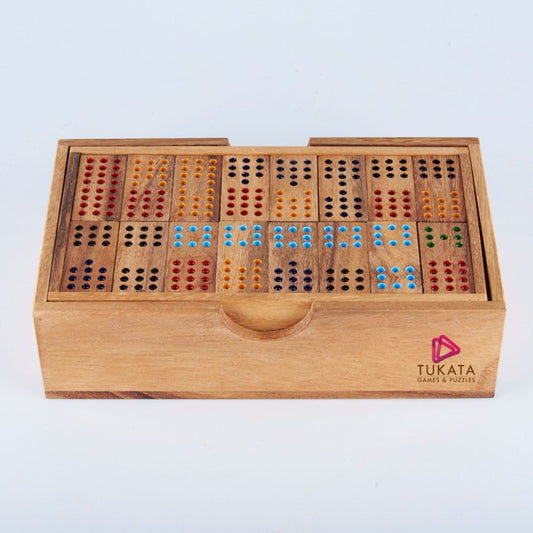 Wooden Domino Game Set Handmade Dominoes in Gift box