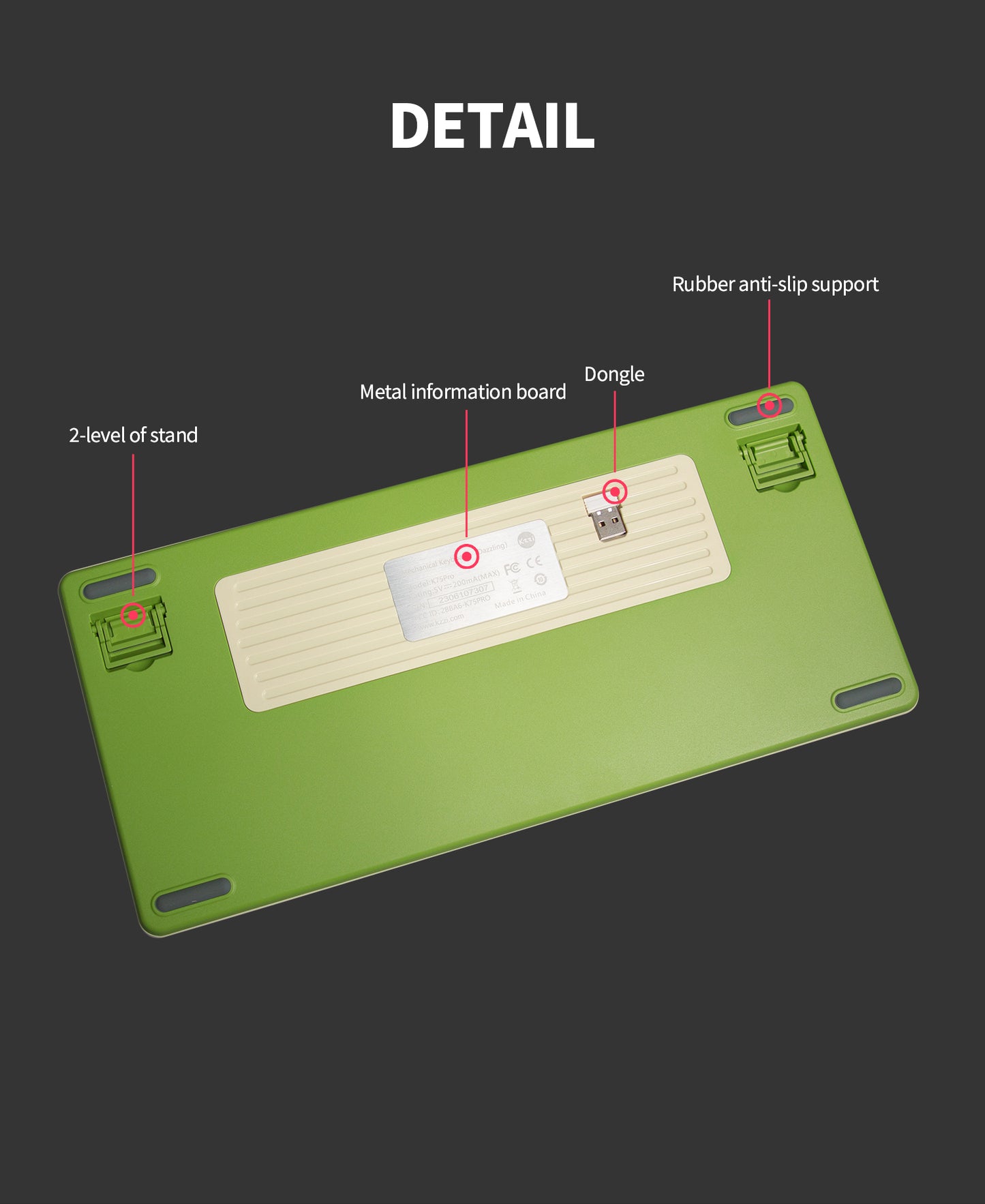 KZZI K75 PRO RGB 75% Wireless Gasket Mechanical Night Grey Keyboard, Triple Mode, Eternity Tactile Switch