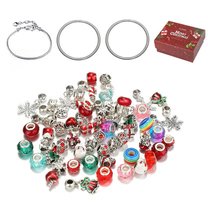 TheliCraft 63pcs Christmas DIY Bracelets Jewelry Kit Kids Gift Charm Crystal Pendant Seed Beads For Bracelet Making