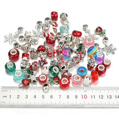 TheliCraft 63pcs Christmas DIY Bracelets Jewelry Kit Kids Gift Charm Crystal Pendant Seed Beads For Bracelet Making