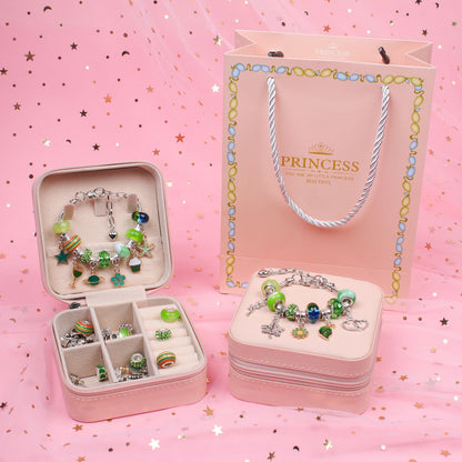 DIY Charm Bracelet Making Kit - Colorful Beads and Charms Set with Storage Box(66PCS)