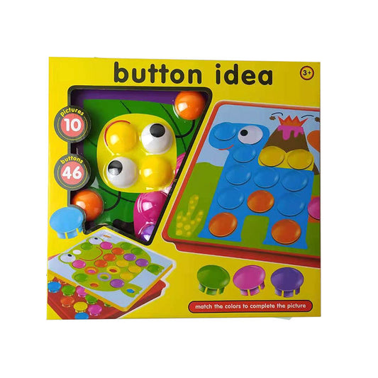 Creative Button Art Toy Set for Kids - 46 Colorful Buttons with 10 Unique Pictures - Educational Color Matching Puzzle for Ages 3+