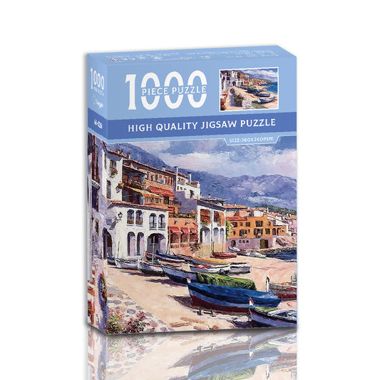 1000 Piece High Quality Jigsaw Puzzle - Coastal Village Scene