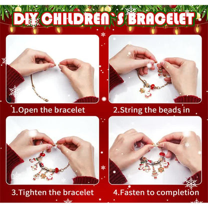 M-09 Christmas Jewelry Advent Calendar - DIY Charm Bracelet Kit with 24 Days of Surprises