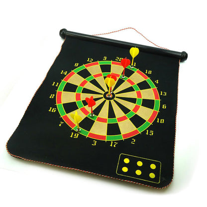 17" Magnetic Rollup Dart Board 6 Darts Large Double Side Dartboard Game