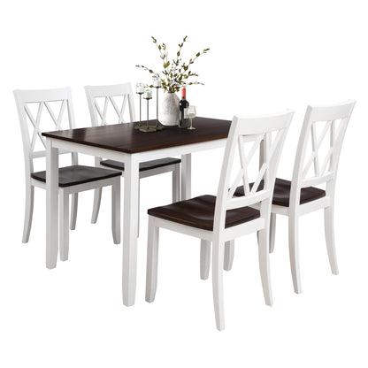 5-Piece Solid Wood Dining Table Set with Comfortable Chairs
