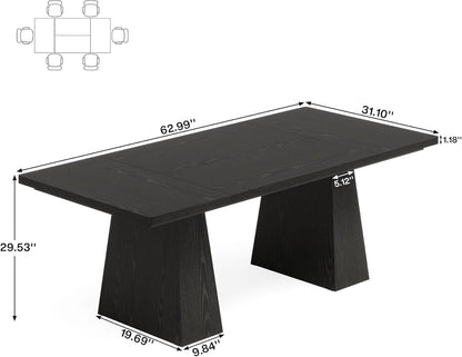 63-Inch Black Dining Table For 4 To 6 Guests